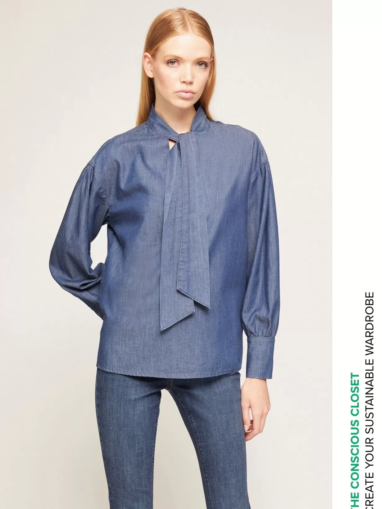 Camicie E Bluse*Motivi Blusa Over Con Fusciacca In Denim