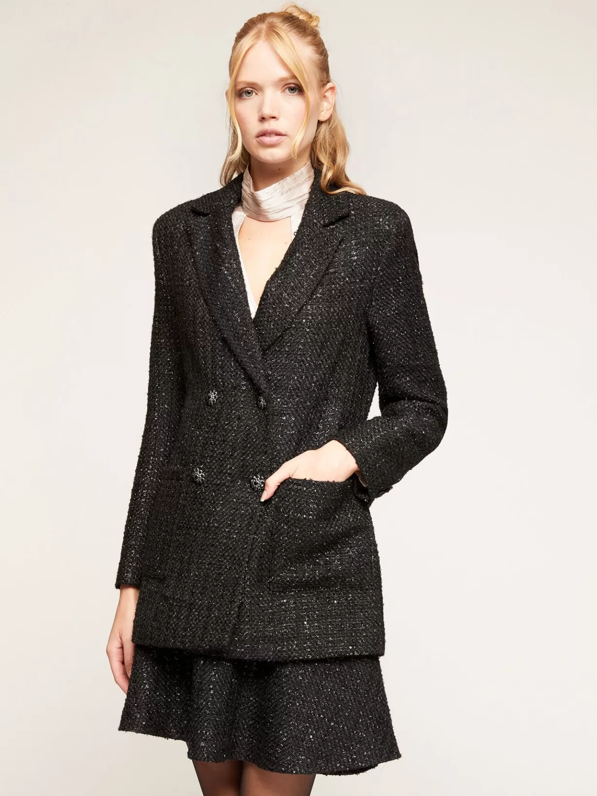 Completi E Tailleur*Motivi Giacca Doppiopetto In Tweed Lurex