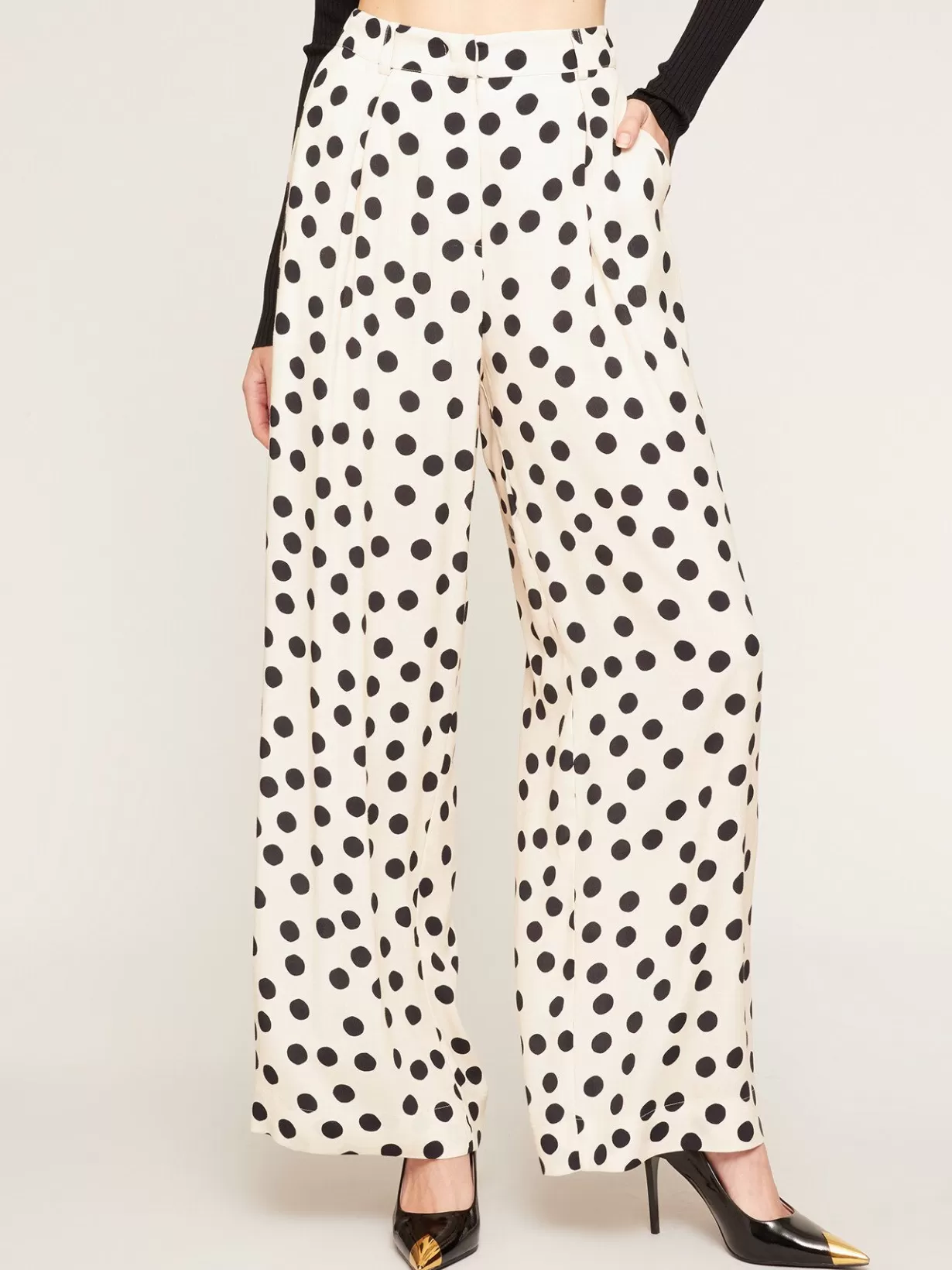 Pantaloni*Motivi Pantaloni Larghi Satin Fantasia A Pois