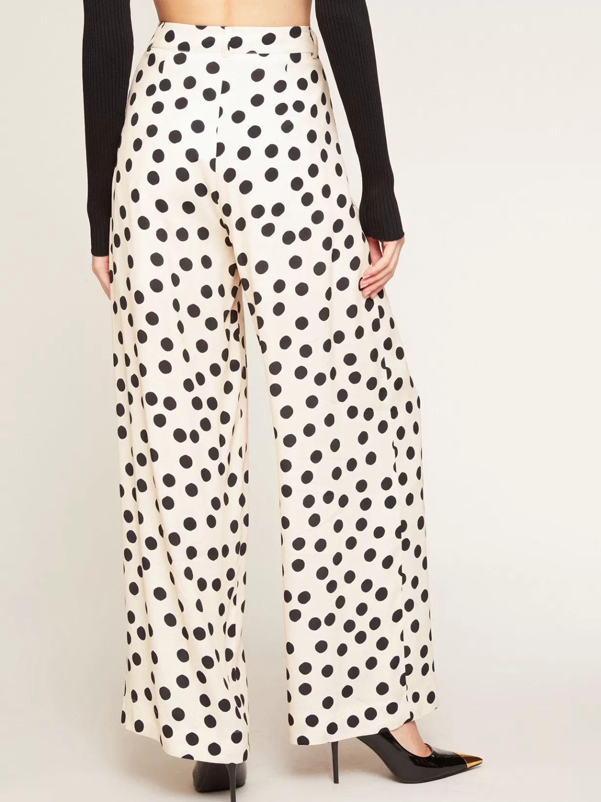 Pantaloni*Motivi Pantaloni Larghi Satin Fantasia A Pois